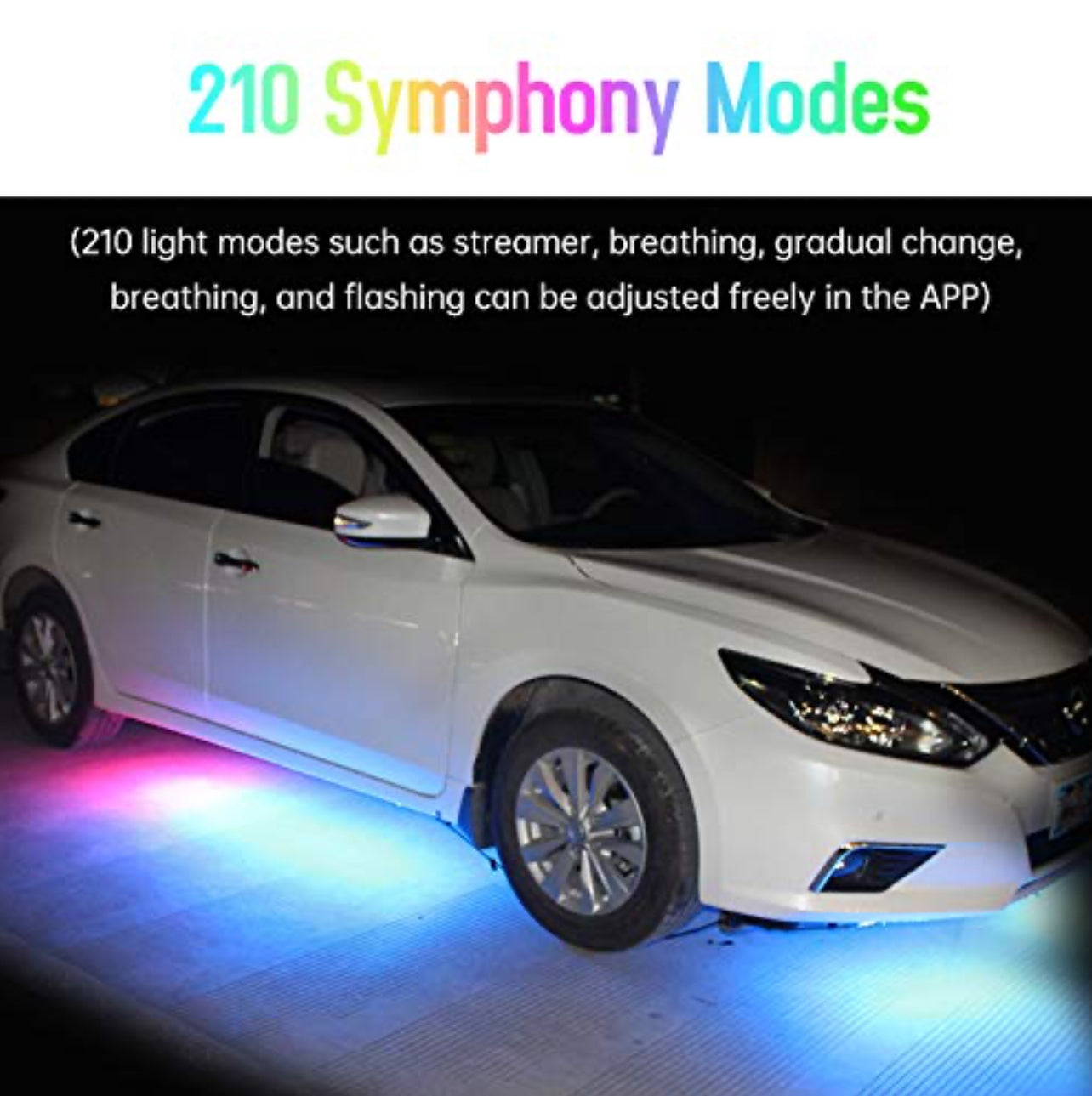 4pcs Waterproof RGB Car LED Decoration Lights Strip Underglow Neon Lamp Kit 12V with App Control
