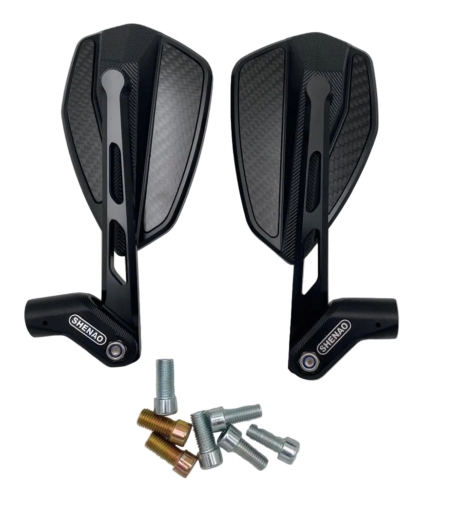 SHENAO New Real Carbon Fiber Convex Wide-Angle Folding Motorcycle Mirrors