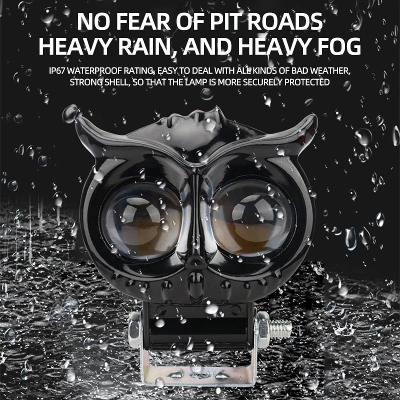 Owl Design Dual Color Led Motorcycle Fog Light Head Light Headlight Auxiliary Spot Lights For Motorcycle 2pc