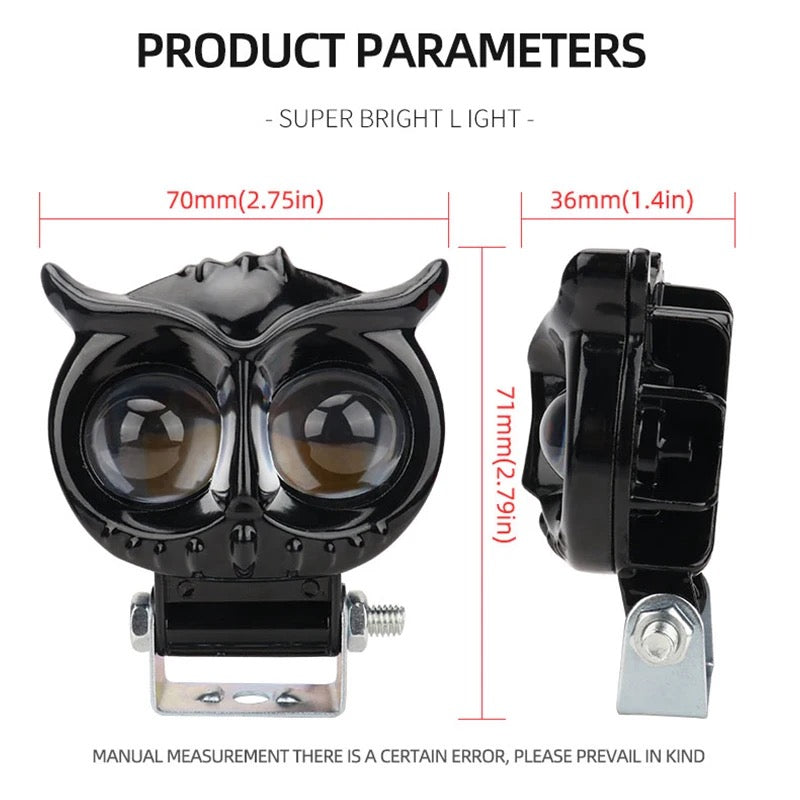 Owl Design Dual Color Led Motorcycle Fog Light Head Light Headlight Auxiliary Spot Lights For Motorcycle 2pc