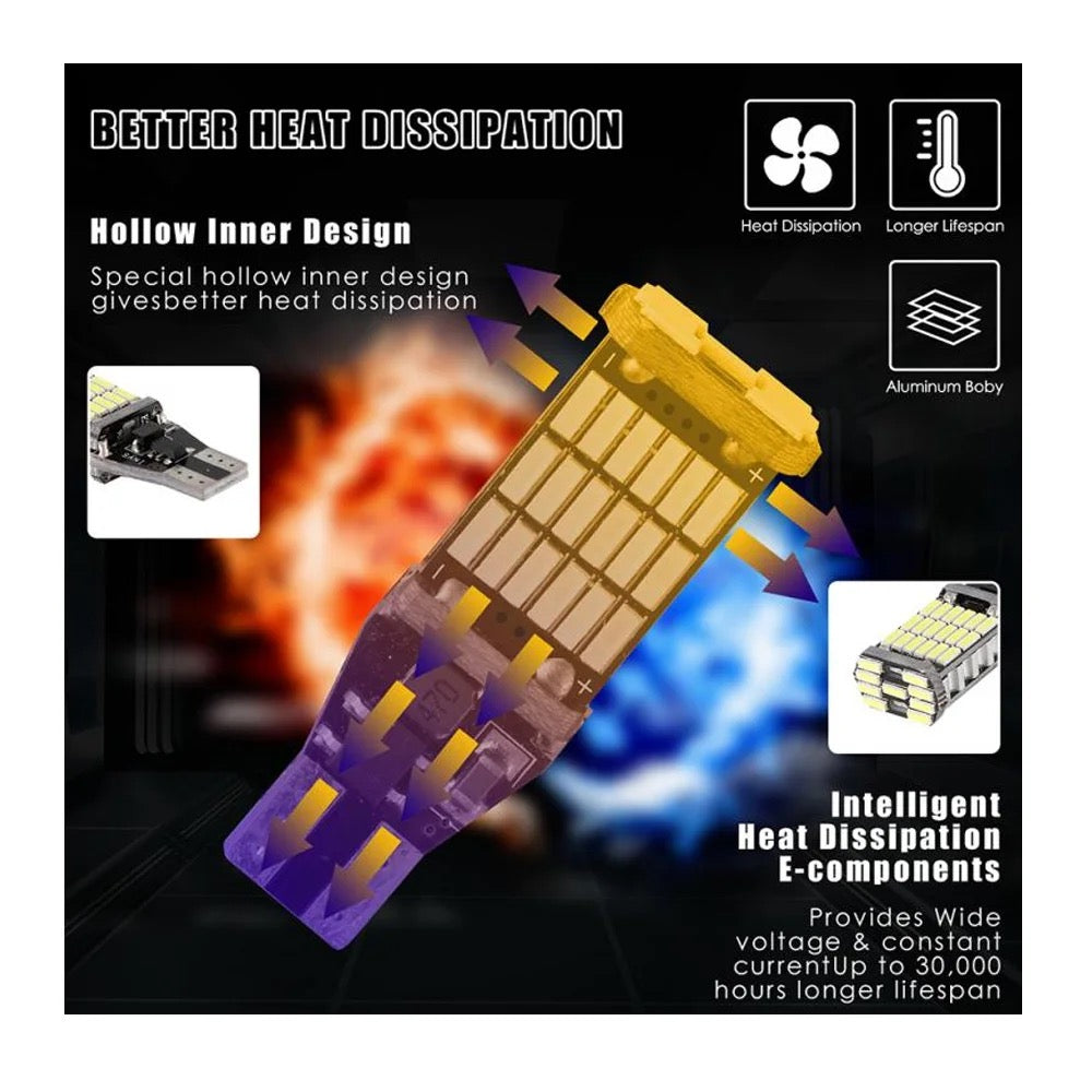 T15 W6W 912 921, LED Car Truck Backup Reverse Lights, Canbus Error Free, 2000 Lumen 4014 Chipset 45 SMD