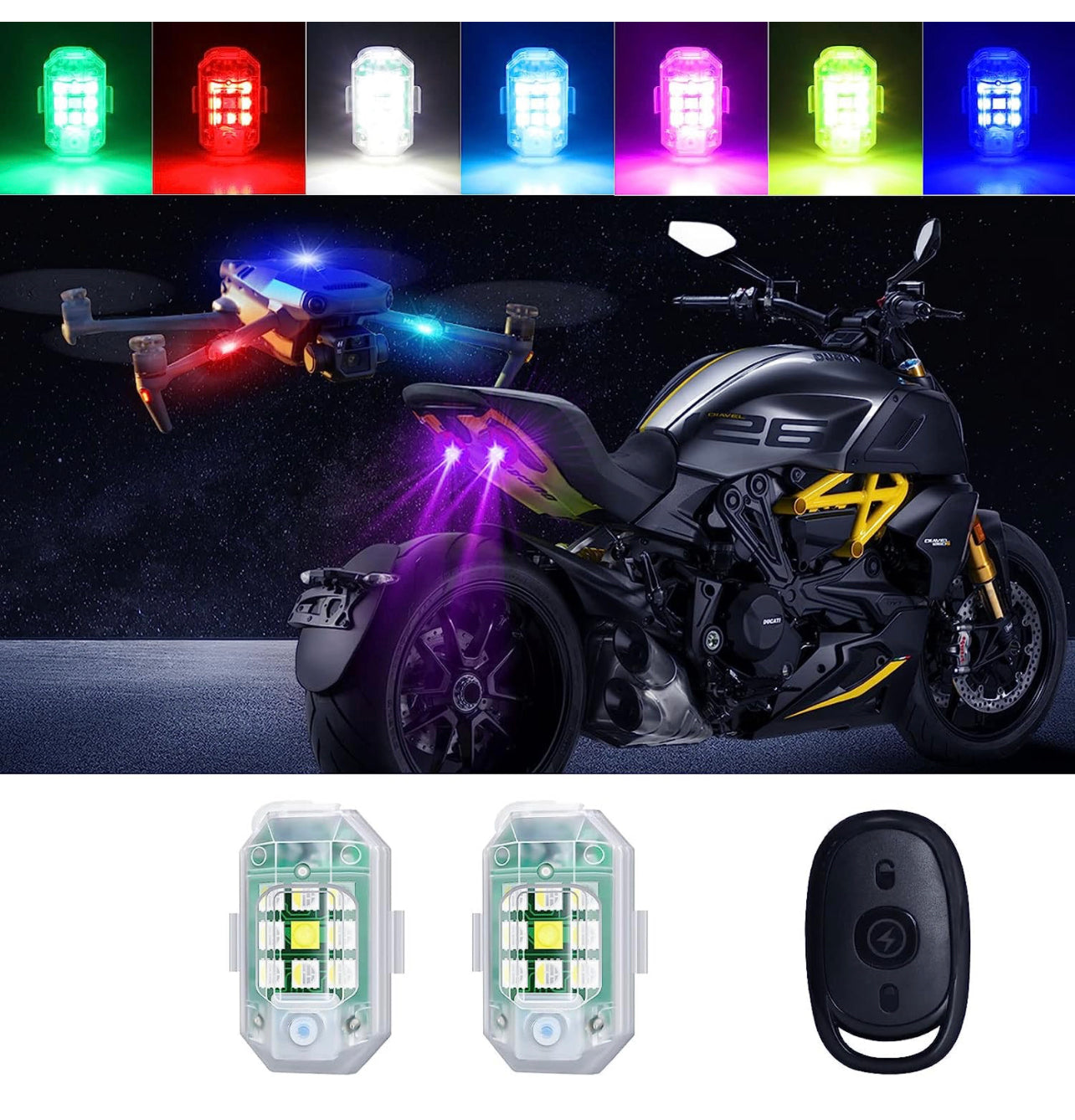 AUTO PEARL 7 Colors LED Aircraft Lights & USB Charging for all