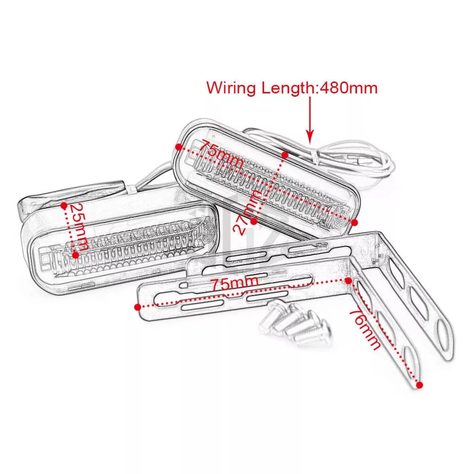 Motorcycle LED Flowing Turn Signal Lights Indicators Running Lamps With Bracket Universal
