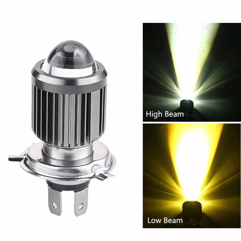 LED Dual Color H4 LED HS1 BA20D Projector Lens White Yellow H6 Motorcycle Headlight Hi/Lo Bulb Scooter E-Bike Fog Lamp
