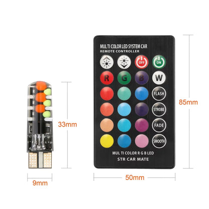 T10 RGB COB 12SMD Clearance lights Colorful Multi Mode Car Light Bulbs With Remote Controller