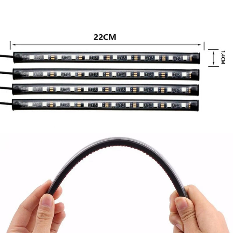 4Strips 5050 RGB Multicolor 12 LED Car Interior Lighting Music Rhythm Light Sound Control Atmosphere Bulb Cigaratte Lighter 12V