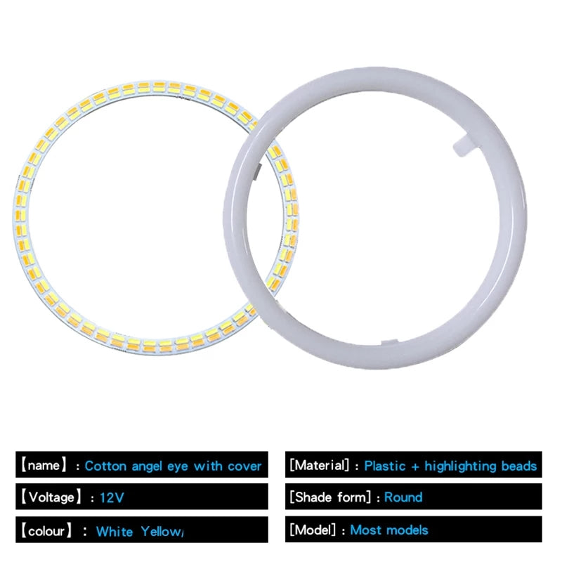 Angel Eyes Led Headlight DRL Daytime Running Light Auto COB Ring Led Angel Eyes 12V Day Light Turn Signal White Yellow