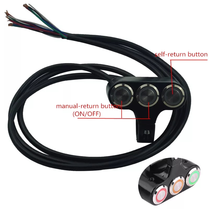 Universal 7/8' 22mm Motorcycle Handlebar Switch Horn Headlight Hazard Brake Fog Light ON/OFF Start Kill Switch with LED Light