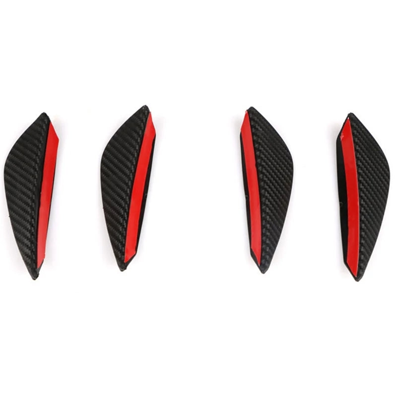 4Pcs/set Carbon Fiber Fit Front Bumper Lip Splitter Fin Air Knife Auto Body Kit Car Spoiler Valence Chin Accessory