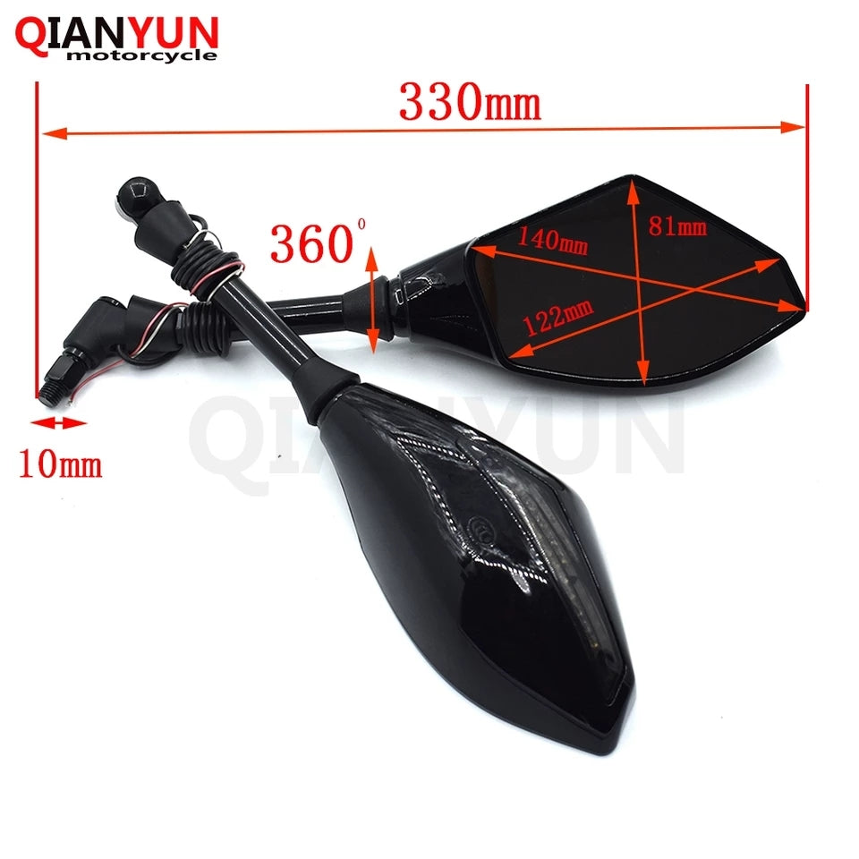 Universal 10 mm motorcycle LED turn signal rear view mirror side mirror