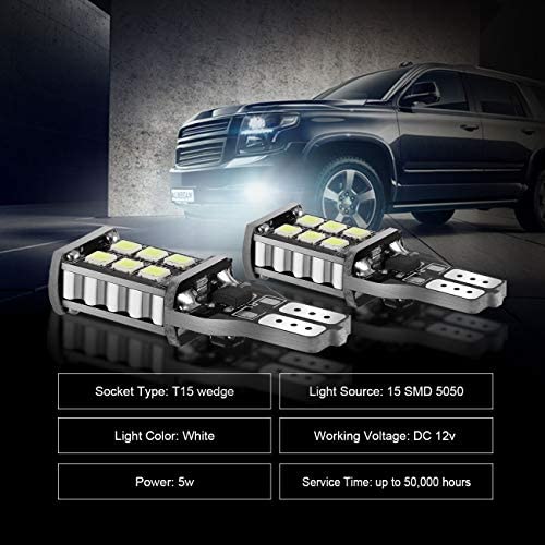 T15 Led Light Bulb 921 LED Bulb W16W 800LM HID White for Backup Reverse Lights (Pack of 2)