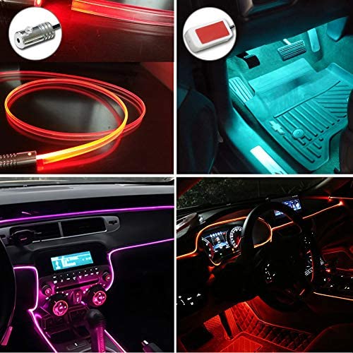 Universal 10 in 1 RGB LED with 8M Car Interior Decor Fiber Optic Light Strip by App Control 12V Decorative Atmosphere Lamps