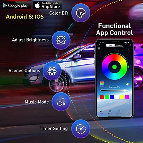 Universal 10 in 1 RGB LED with 8M Car Interior Decor Fiber Optic Light Strip by App Control 12V Decorative Atmosphere Lamps