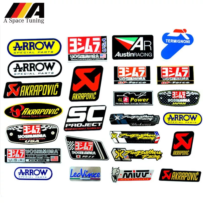 Autocollant Tuyau Échappement Moto Métal Aluminium – Logo Personnalisé Haute Température – Déco Résistante JH110