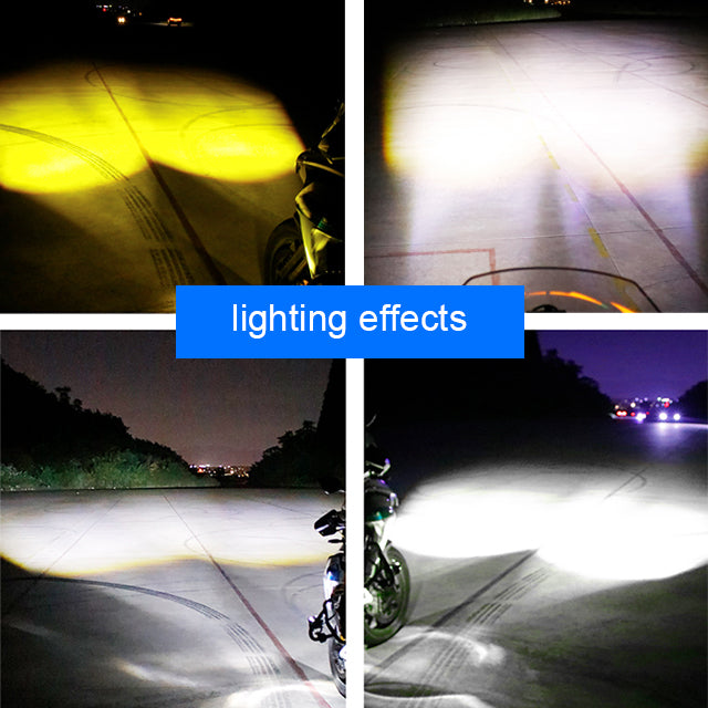 Lui HJG Mega Drive With Dual Lens Headlight LED Work Light Fog Lamp Dual Color Motorbike Motorcycle Laser Mini Driving Lights