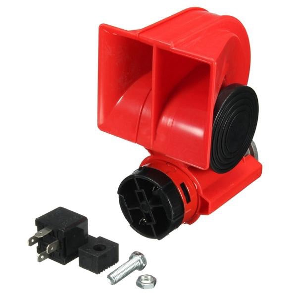 DC 12V Red Twin Tone Air Blast Electric Horn Loudspeaker Steam With Re –  TECHNO KHAN STORE