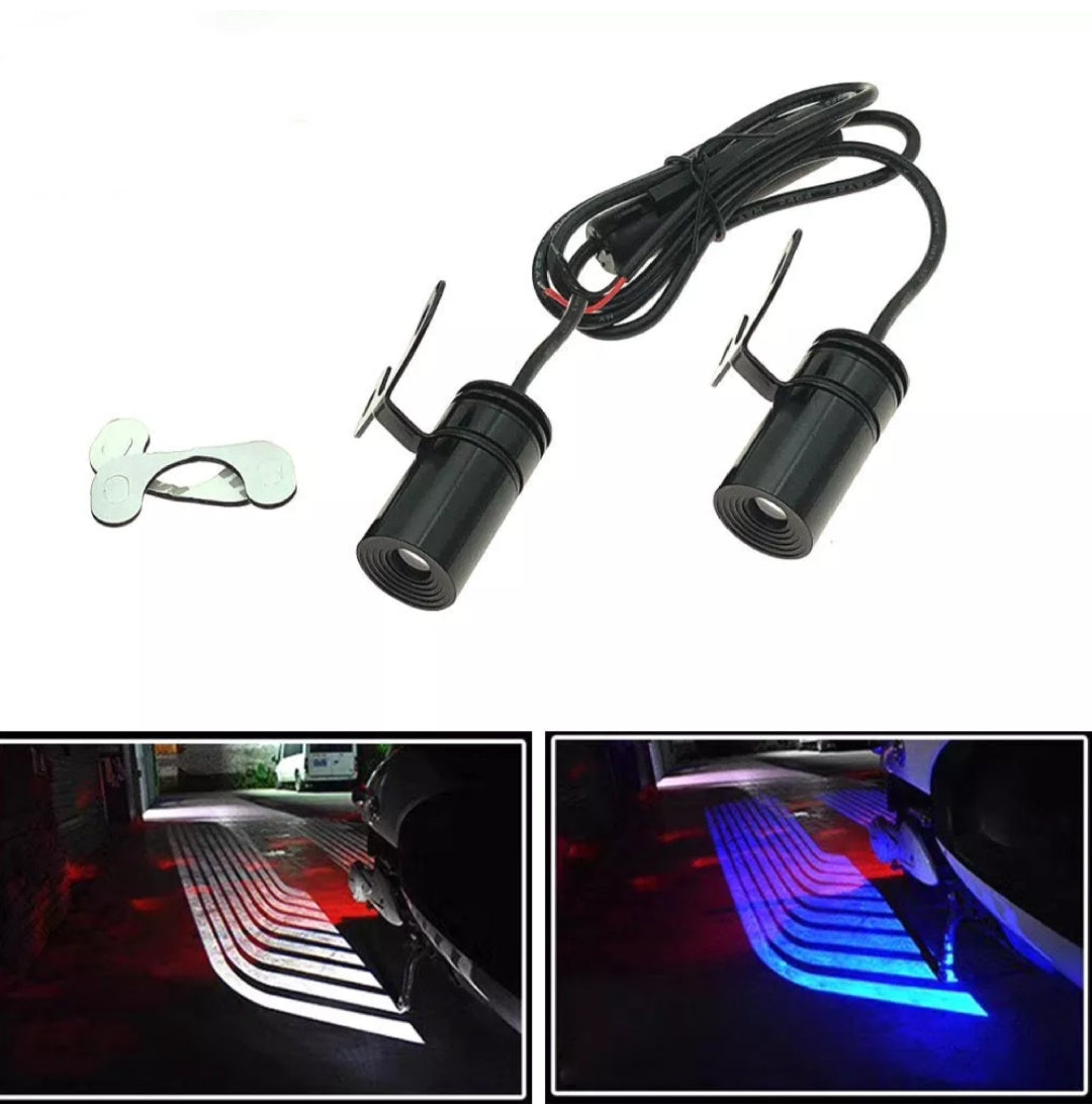 Pair LED Warning Signal Universal Angel Wings Car Motorcycle Welcome Shadow Decoration Light Lamp Blue