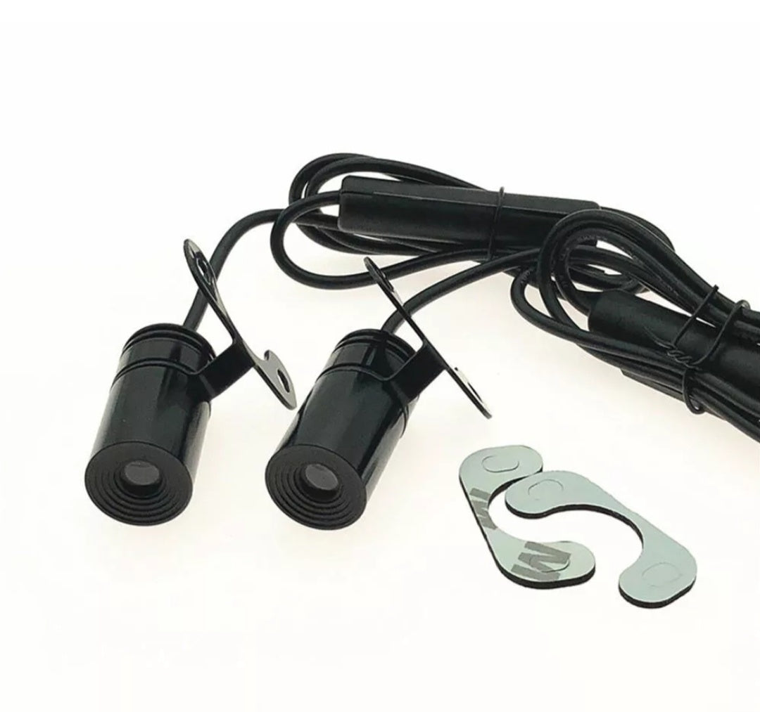 Pair LED Warning Signal Universal Angel Wings Car Motorcycle Welcome Shadow Decoration Light Lamp Blue