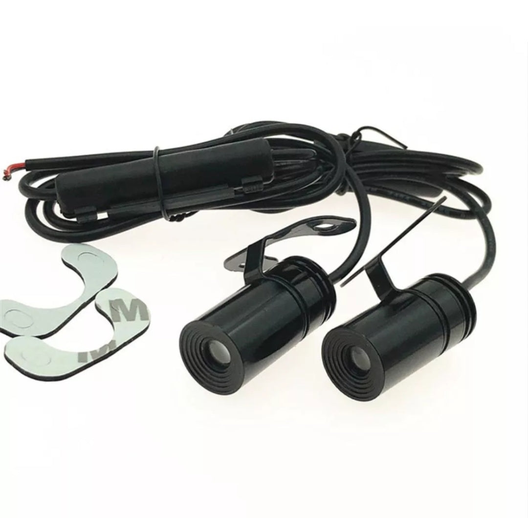 Pair LED Warning Signal Universal Angel Wings Car Motorcycle Welcome Shadow Decoration Light Lamp Blue