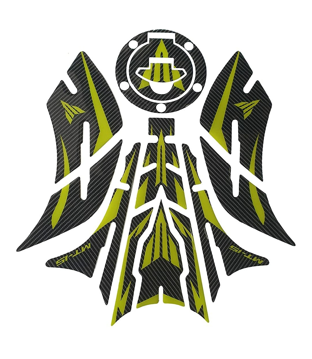 Yamaha MT-15 Compatible Tank Pad Combo With Knee Pad Carbon Fibr