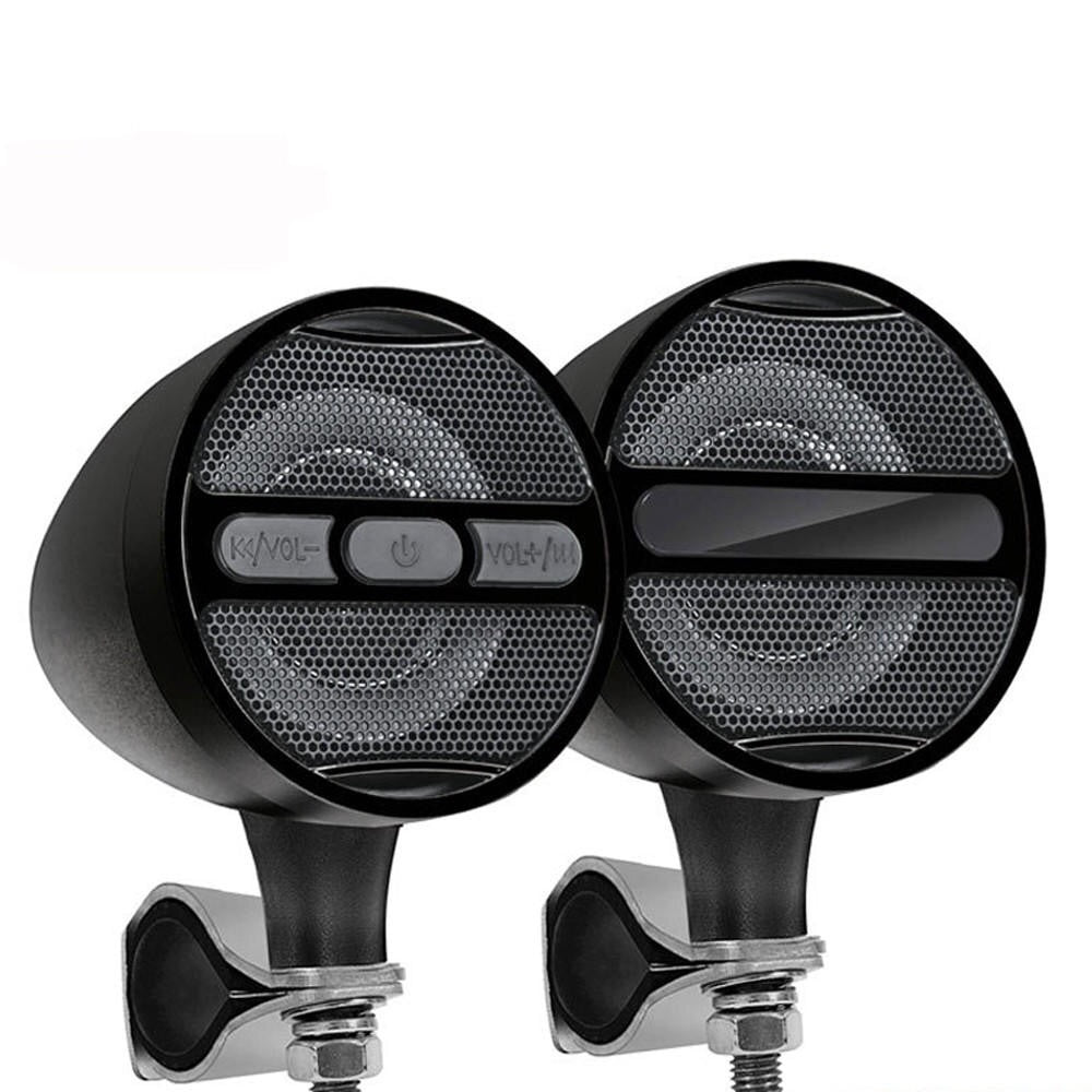 Music Audio Player Bluetooth Speakers For Motorcycle Waterproof With FM Radio Tuner - Black + Red