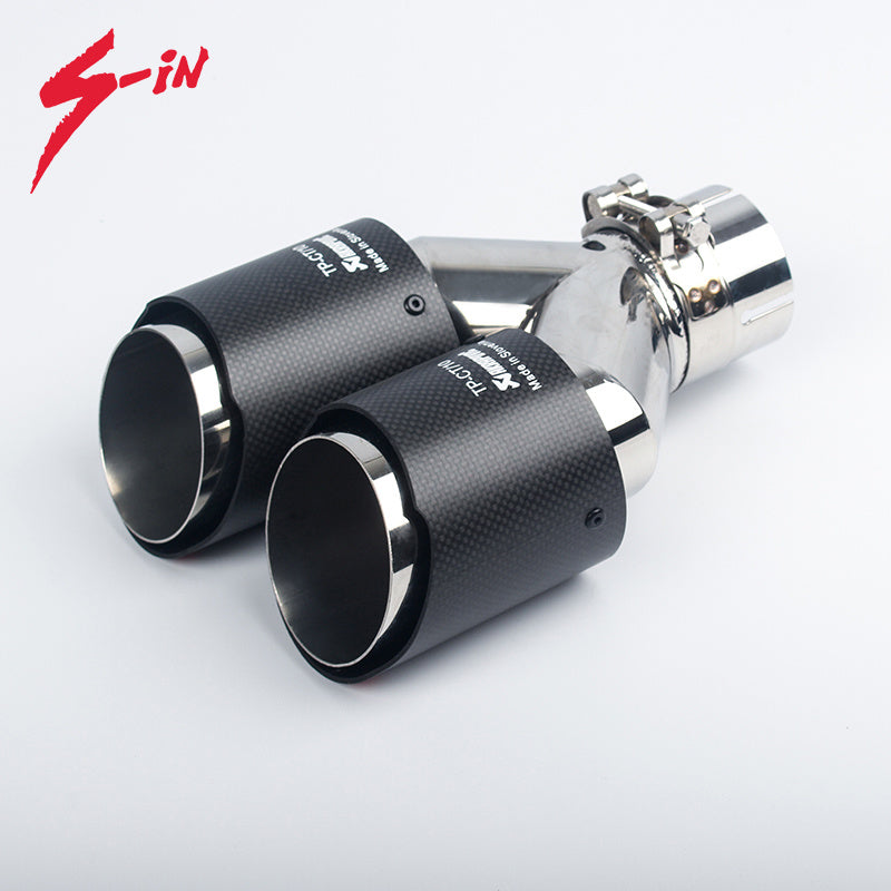 Dual Output Akrapovic Matte Carbon Fiber Exhaust Pipe End Tip for Universal Car