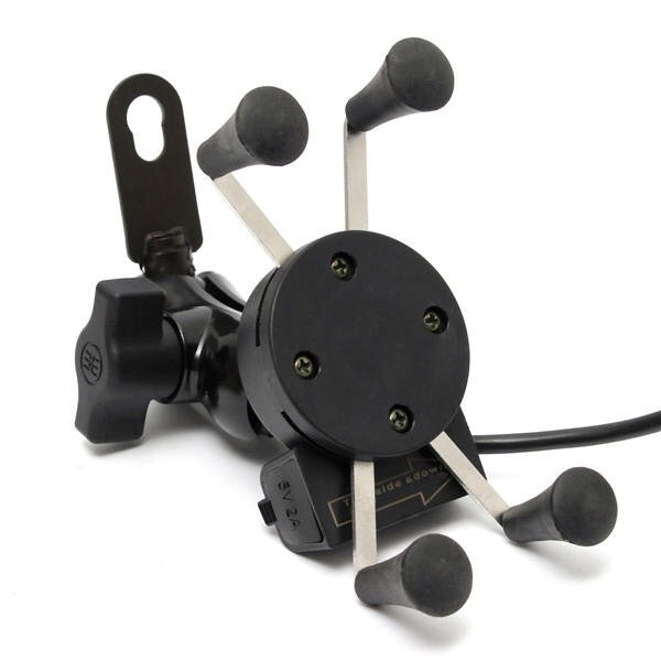 Motorcycle Phone GPS Holder X-Style USB Charger Power Outlet Socket
