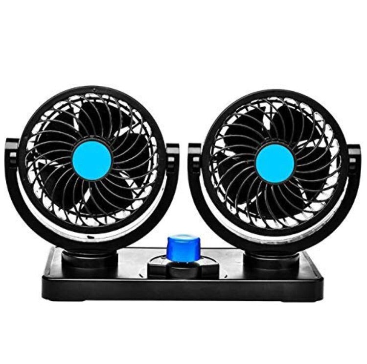 Car Fan 12V 360 Degree Rotatable Dual Head 2 Speed Quiet Strong Dashboard Auto Cooling Air Fan - for DC TCA