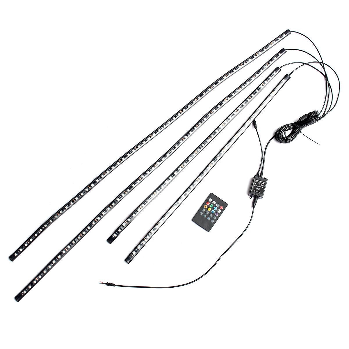 4pcs Waterproof RGB Car LED Decoration Lights Strip Underglow Neon Lamp Kit 12V with App Control
