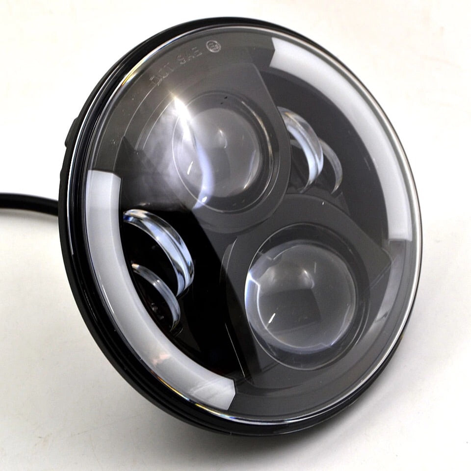Universal 7" Led Motorcycle Headlight H4 H13 Phare Farol Moto Headlamp Head Light For Harley Softail Cafe Racer Chopper