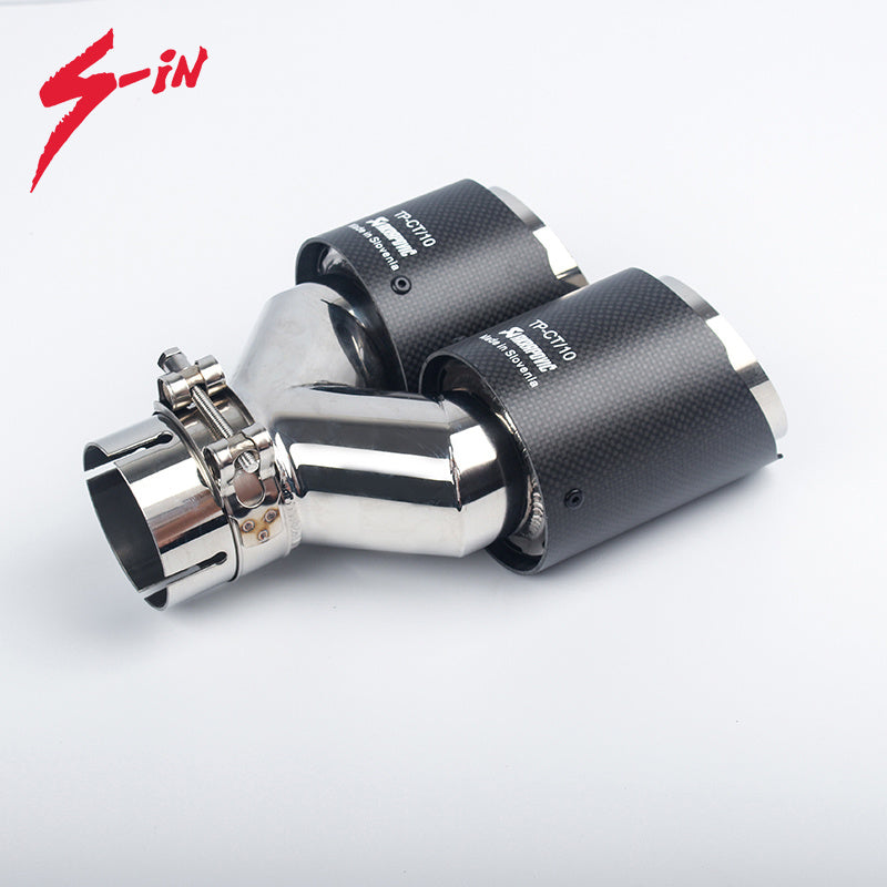 Dual Output Akrapovic Matte Carbon Fiber Exhaust Pipe End Tip for Universal Car
