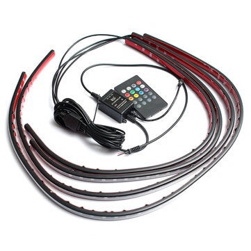 4pcs Waterproof RGB Car LED Decoration Lights Strip Underglow Neon Lamp Kit 12V with App Control