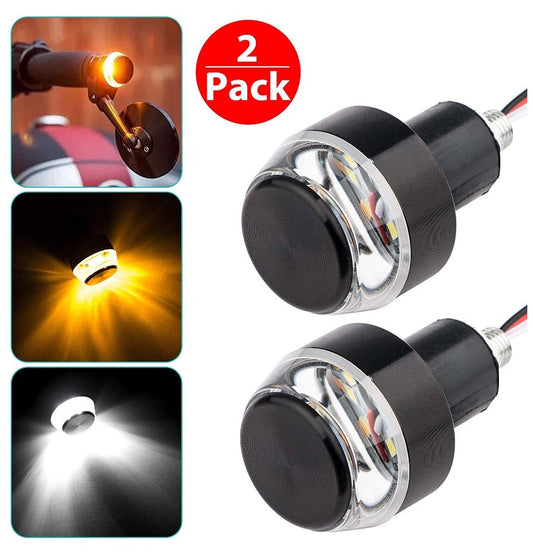 Motorcycle DRL/Turn Signal LED, Light Blinker, Indicator Handle Bar End Universal Fitment for All Bike
