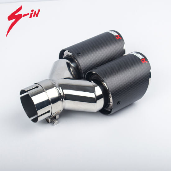 Dual Output Akrapovic Matte Carbon Fiber Exhaust Pipe End Tip for