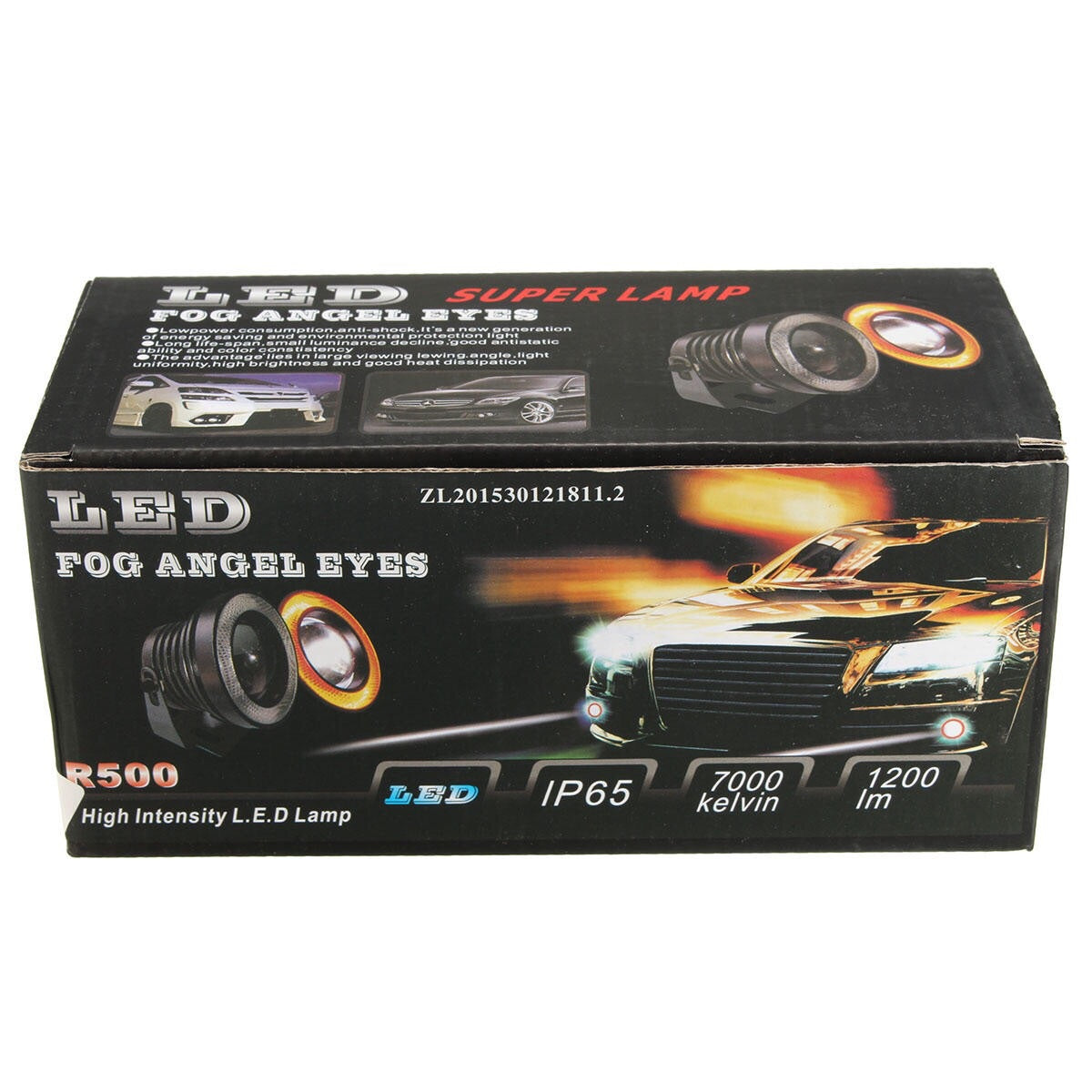 2Pcs 3.5 Inch LED Fog Light Projector Angel Eyes Super Lamp w/ COB Halo Rings