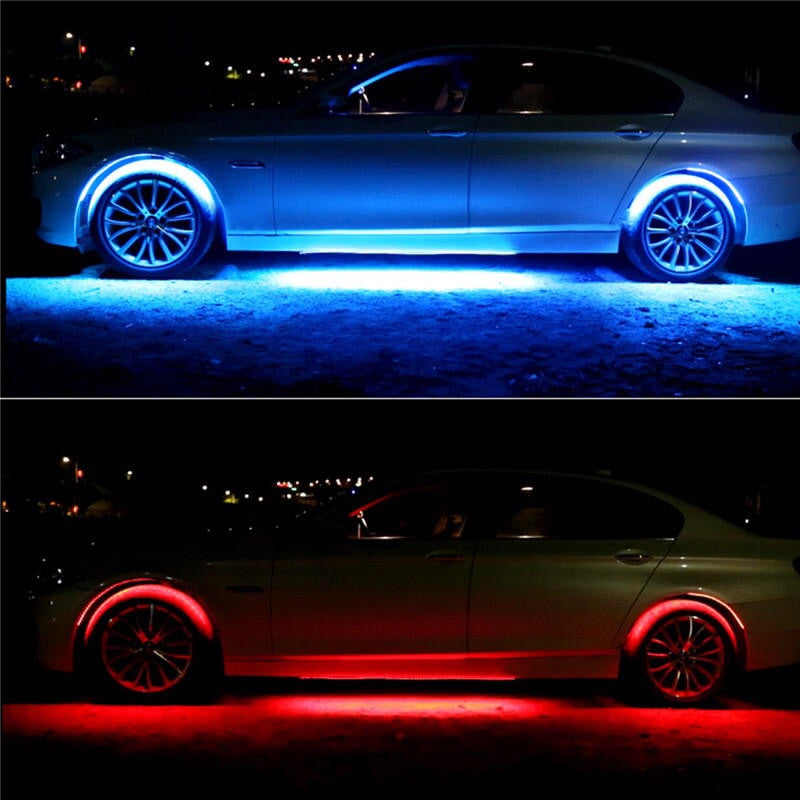 4pcs Waterproof RGB Car LED Decoration Lights Strip Underglow Neon Lamp Kit 12V with App Control