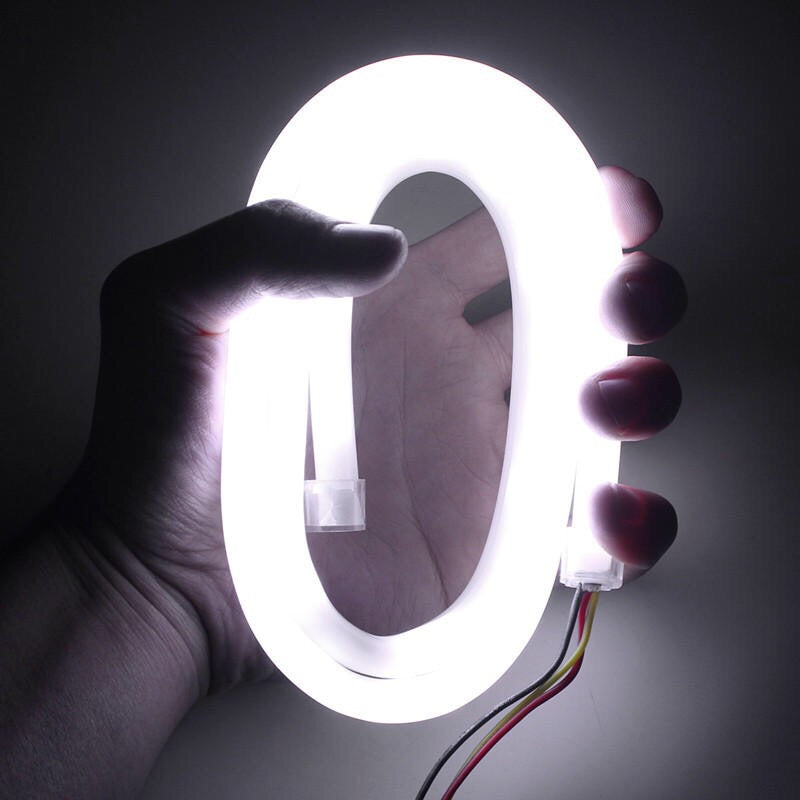 Pair 60cm LED Flexible Soft Tube Guide Car Strip White DRL&Amber Turn Signal Light