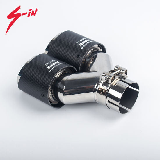 Dual Output Akrapovic Matte Carbon Fiber Exhaust Pipe End Tip for Universal Car