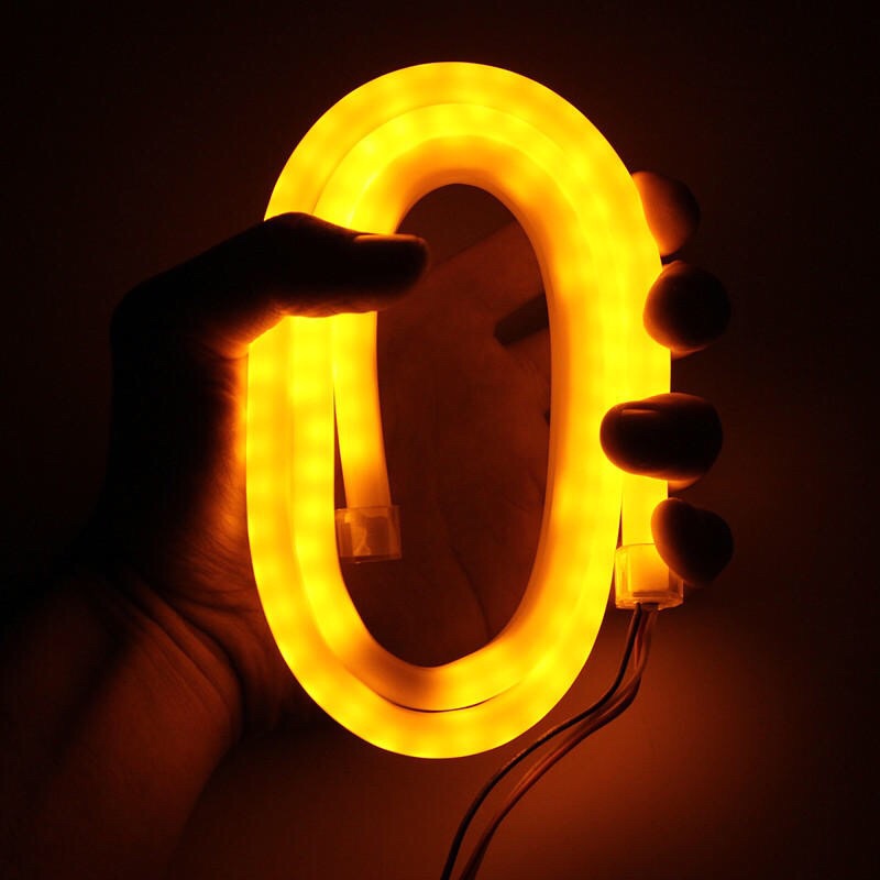 Pair 60cm LED Flexible Soft Tube Guide Car Strip White DRL&Amber Turn Signal Light