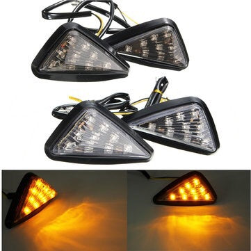 Pair Motorcycle 11 LED Turn Signals Lights Indicators Triangle Abmer - Smoke