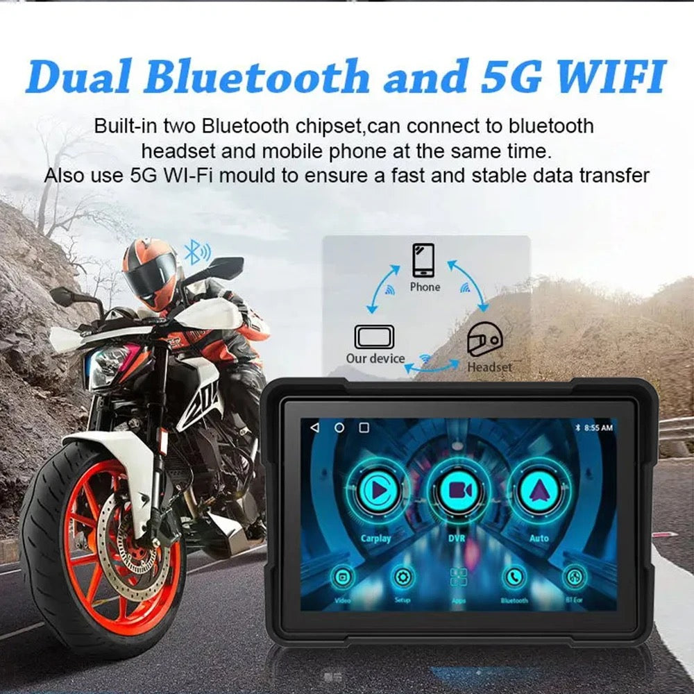 Wireless Motorcycle Carplay 5 Inch Ipx7 Waterproof Gps Navigator With 2 Hd Cameras Motorcycle Gps Tracker Oem
Costom Factory