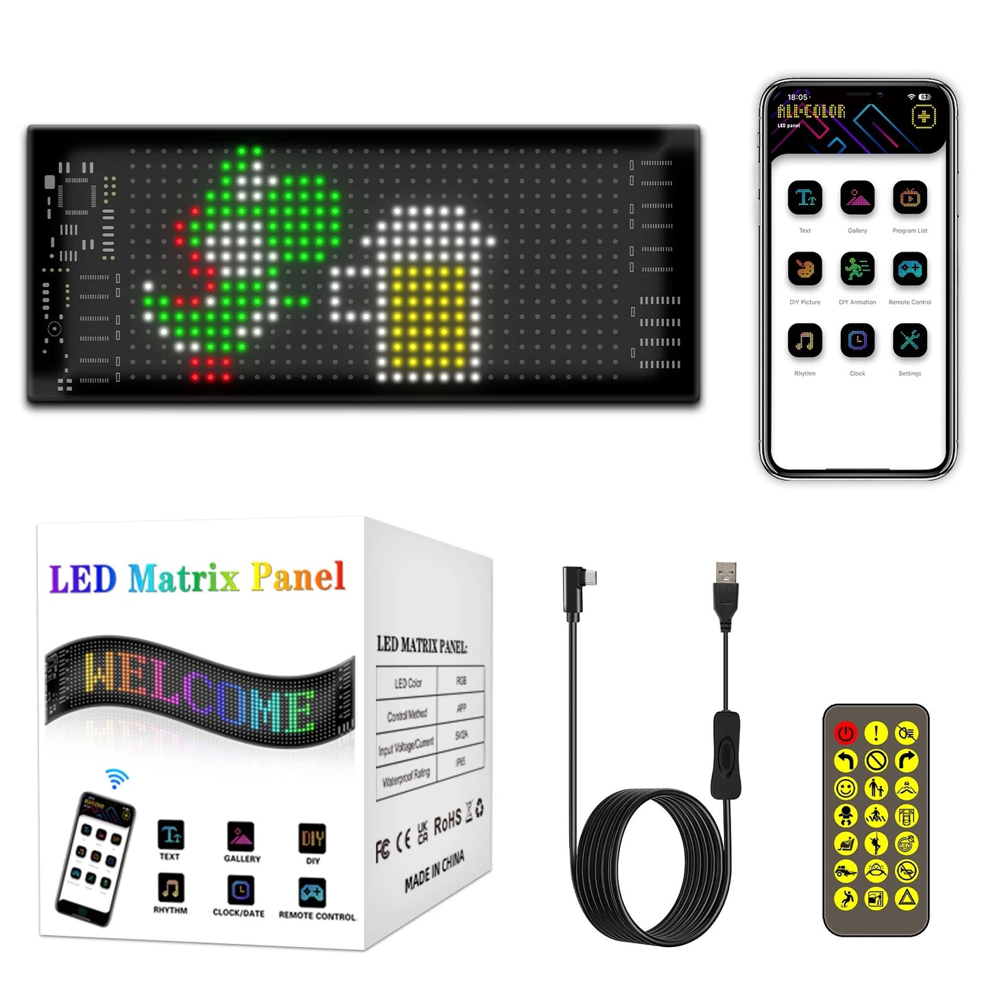 New Design Flexible Led Panel Advertising APP Control Car Rear Window Full Color Scrolling Ultra-thin Soft Led Display
Screen, Led Strip light