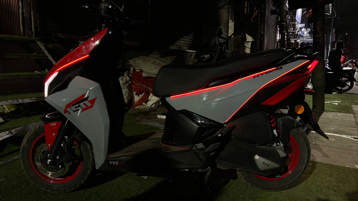 RGB Ambient LED Lights Kit for Bike & Scooty (6 Strips | 4×60cm + 2×45cm | Universal Fit)