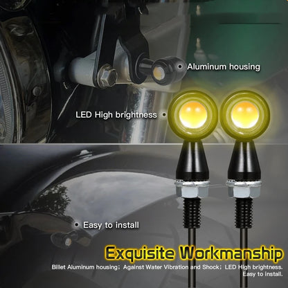 Waterproof Aluminum Bullet Shape Turn Signal Lights Indicator motorcycle lightsUniversal for All Bikes Models Turn Signal Lights Motorcycle (Amber, Pack Of 2)