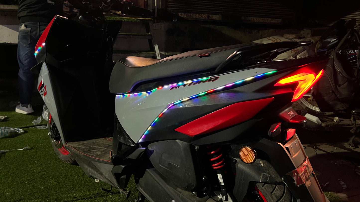 RGB Ambient LED Lights Kit for Bike & Scooty (6 Strips | 4×60cm + 2×45cm | Universal Fit)