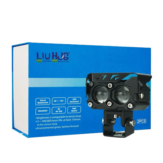 Lui HJG Mega Drive With Dual Lens Headlight LED Work Light Fog Lamp Dual Color Motorbike Motorcycle Laser Mini Driving Lights