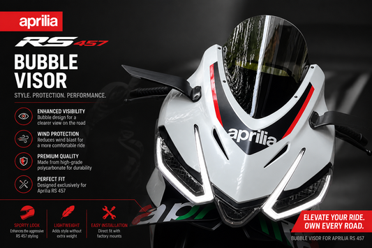 Aprilia RS 457 (2024–2025) Dark Smoked Race Windscreen | Bubble Visor Sport Upgrade