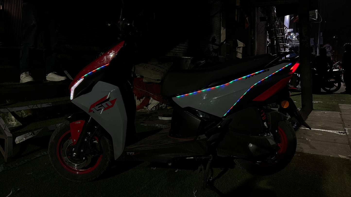 RGB Ambient LED Lights Kit for Bike & Scooty (6 Strips | 4×60cm + 2×45cm | Universal Fit)