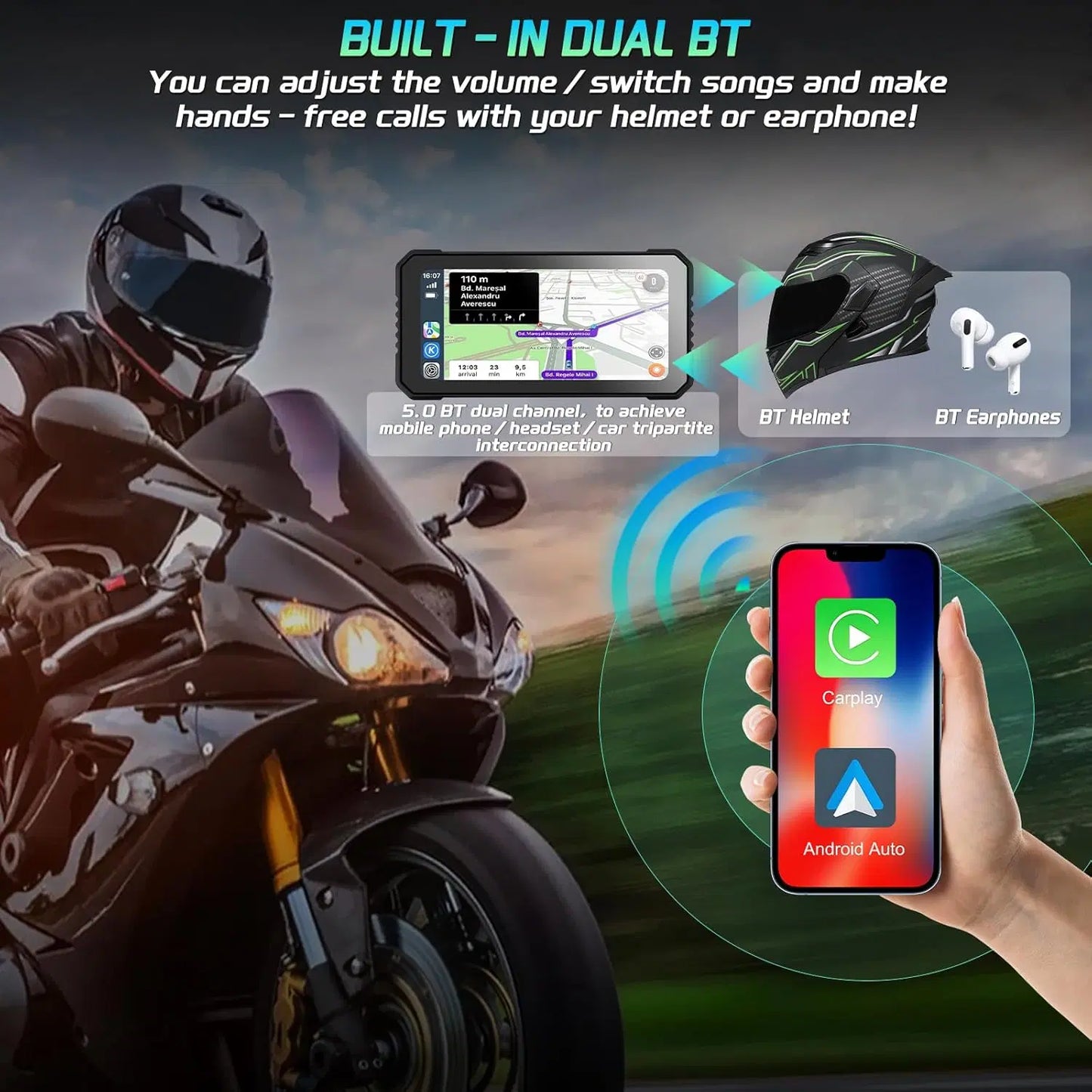 Fearless Navigation CarPlay Screen 6.25inch With TPMS With 1 Year Warranty