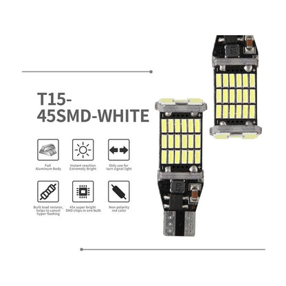 T15 W6W 912 921, LED Car Truck Backup Reverse Lights, Canbus Error Free, 2000 Lumen 4014 Chipset 45 SMD